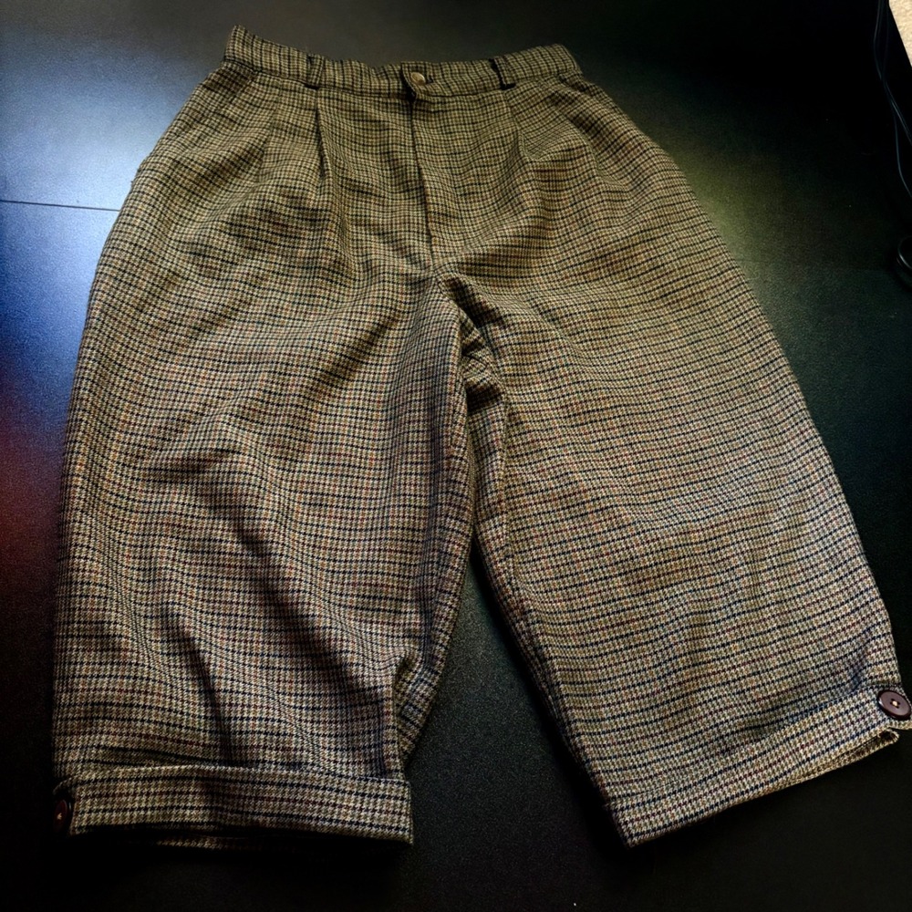Vintage Plaid barrel‎ bermuda shorts button up shirts no size tag small trouser